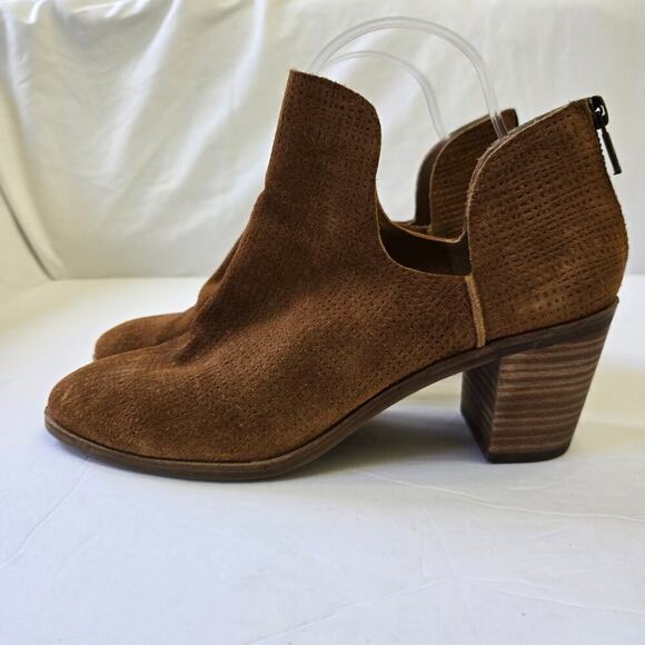 Lucky Brand Powe Bootie Womens 9.5 Cognac Brown Suede Ankle Boots - Picture 6 of 10